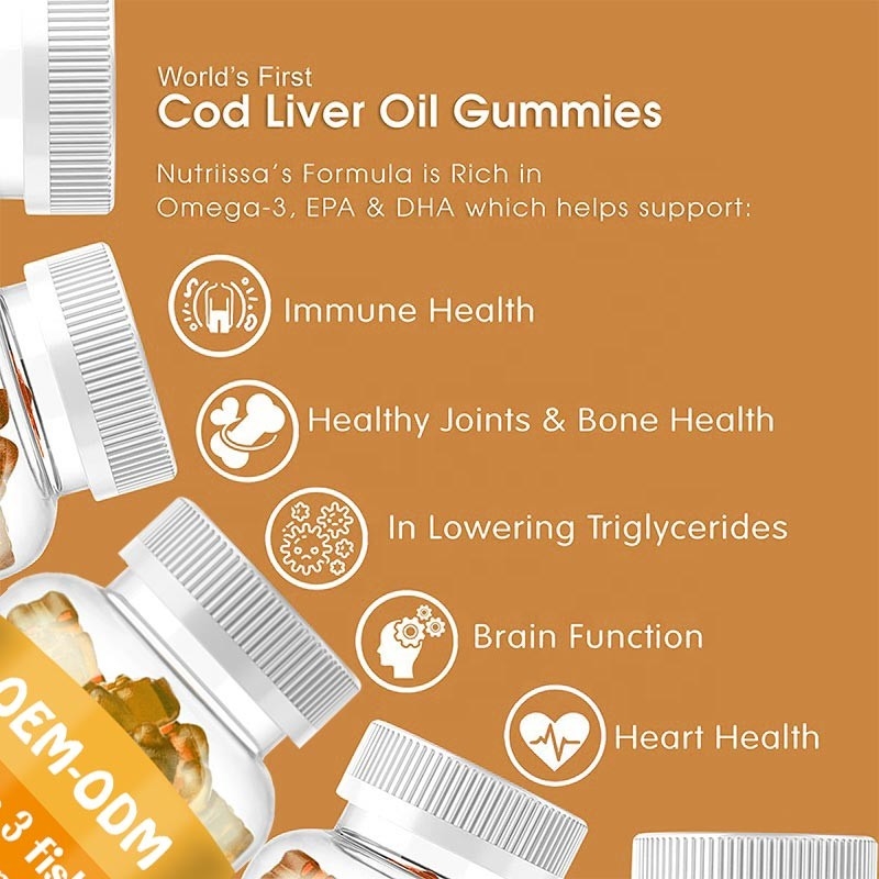 Kapsułki oleju rybnego Omega 3 EPA DHA Tabletki z oleju z wątroby dorsza Gummy dla dzieci dorosłych