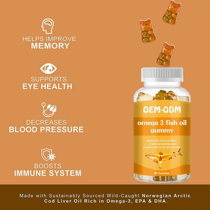 Kapsułki oleju rybnego Omega 3 EPA DHA Tabletki z oleju z wątroby dorsza Gummy dla dzieci dorosłych