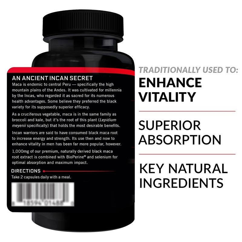 OEM Black Maca Root 20000Mg Kapsułki dla mężczyzn i kobiet Suplement energetyczny Vegan Max Strength Energy