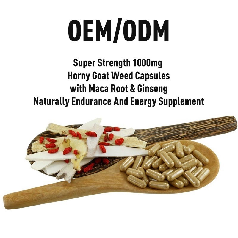 OEM Super Strength 1000 mg kapsułki Horny Goat Weed z korzeniem Maca i żeń-szeniem