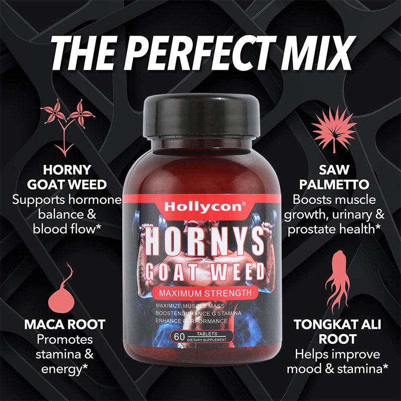 Private Label Healthcare Suplementy OEM Support Energy Muscle Hornys Goat Weed Tablets