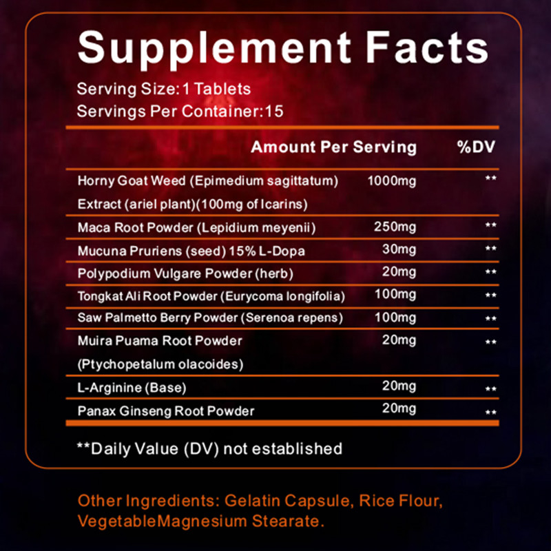 Private Label Healthcare Suplementy OEM Support Energy Muscle Hornys Goat Weed Tablets