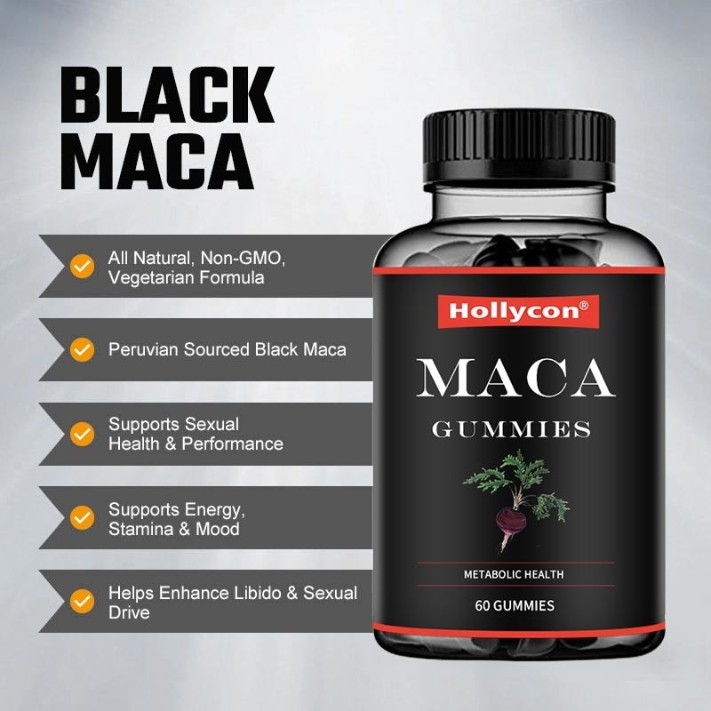 ODM Maca Root Gummies Czarny Czerwony Żółty Wsparcie hormonalne Równowaga energetyczna Poprawia skupienie na nastroju