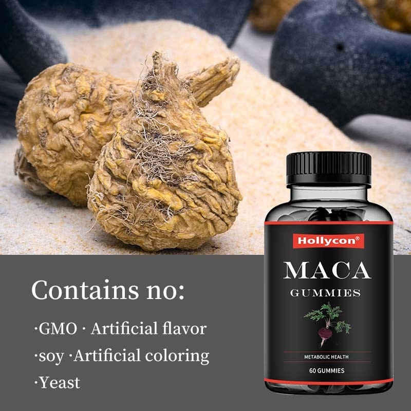 ODM Maca Root Gummies Czarny Czerwony Żółty Wsparcie hormonalne Równowaga energetyczna Poprawia skupienie na nastroju