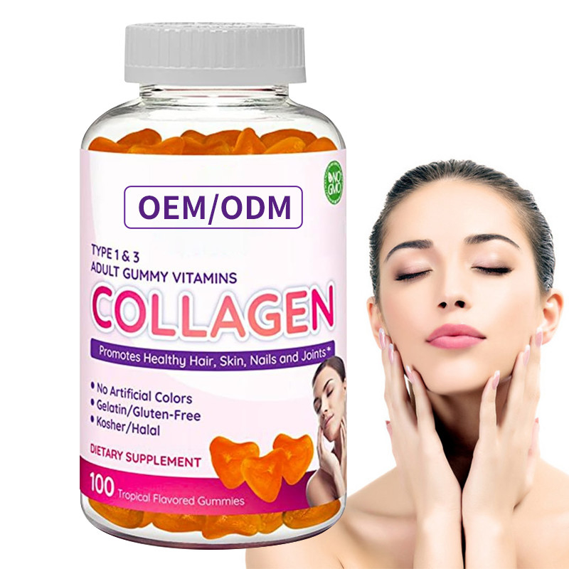 ODM Collagen Gummies 2500mcg Biotyna Cynk Witamina E C Na porost włosów Skóra i paznokcie