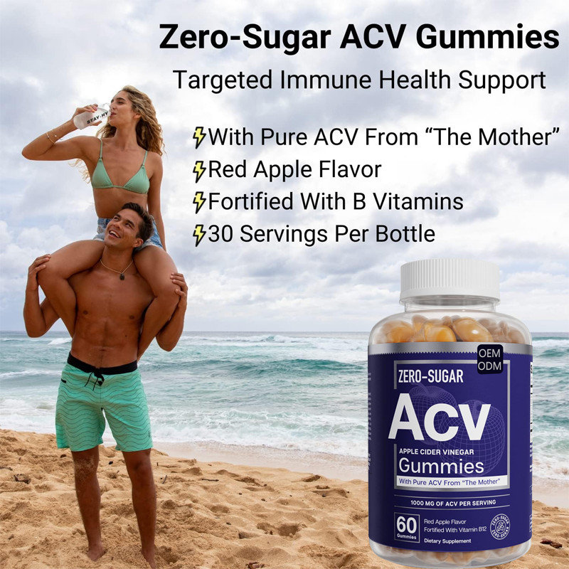 ODM Organic ACV Gummies Wspomagają Utratę Wagi Ocet Jabłkowy B12 500mg