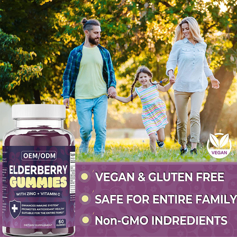 OEM & ODM Antyoksydant Zwiększyć Elderberry Immun Support Dla Dorosłych Cynk Witamina Gummies