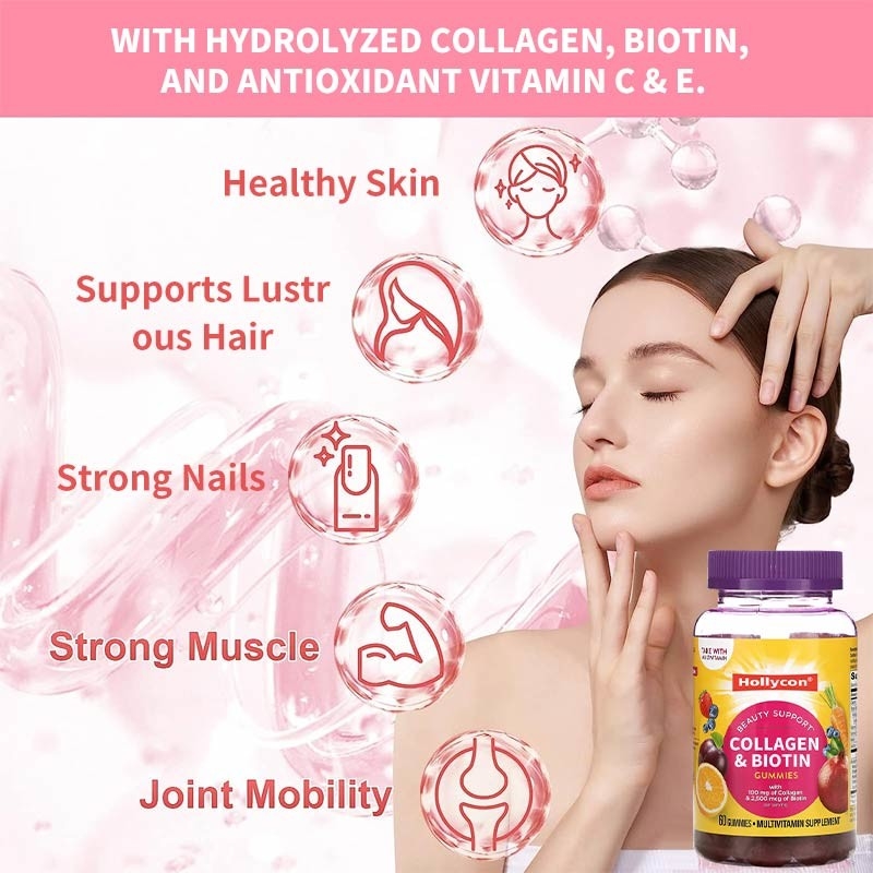 OEM Cleanroom Red Biotin Vitamin Gummies 30 porcji na pojemnik Produkcja bez zanieczyszczeń