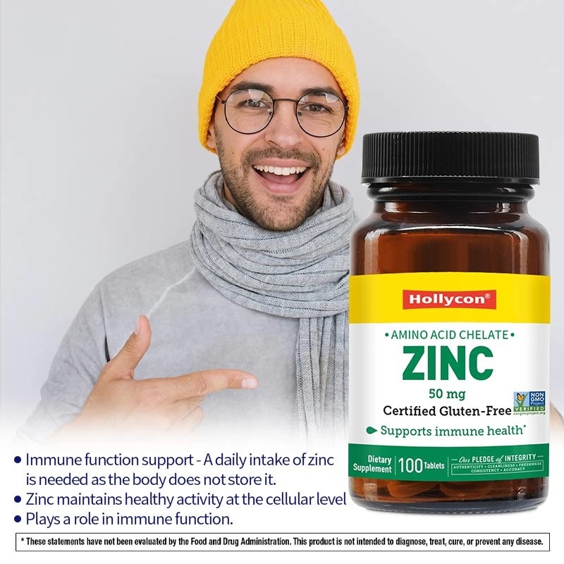 OEM & ODM Private Label Zynk 50mg Amino Acid Chelate Tabletki 100ct Certyfikowane bezglutenowe
