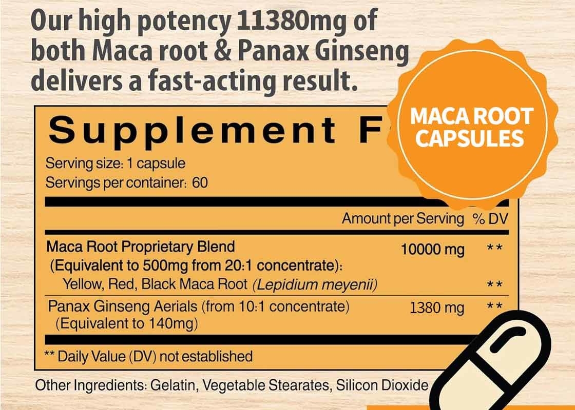 OEM 90 Kapsułek Maca Root Supplement For Men Wspiera energię Zwiększa wytrzymałość Kapsułki