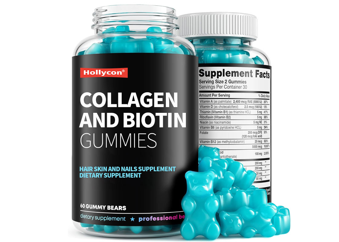 Żywność Kolagen i biotyna Gummies Wsparcie dla włosów, skóry i paznokci