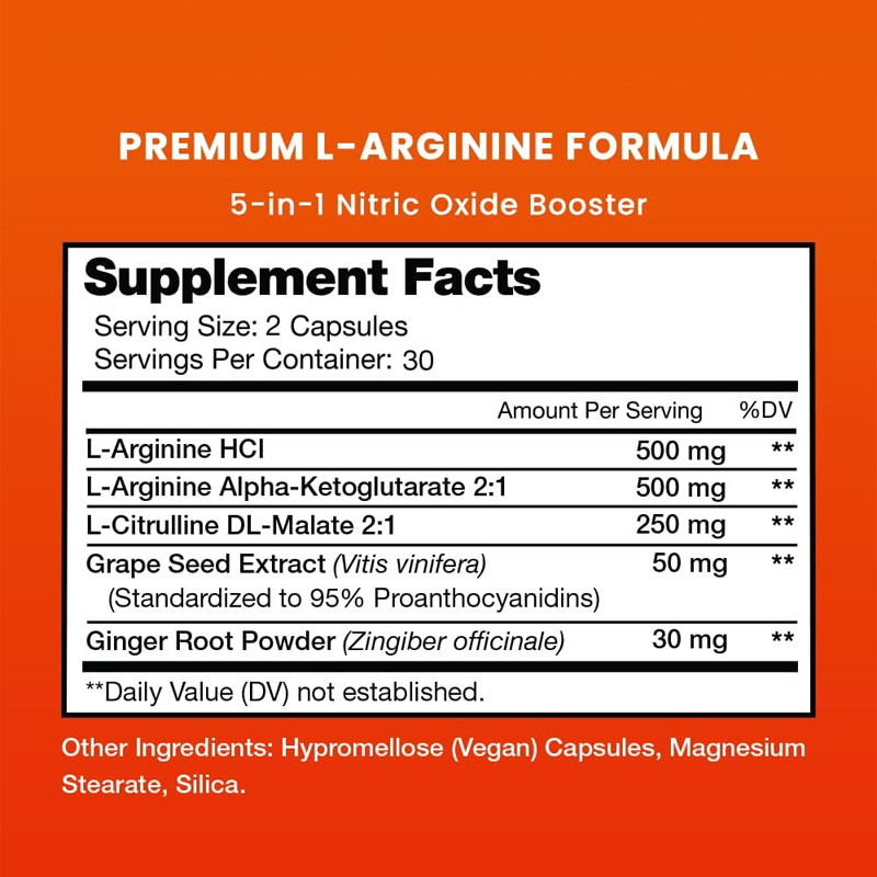 OEM Premium L-Arginine Supplement L-Arginine Powder & L-Citrulline wzmocnione nasieniem winogron i imbirem