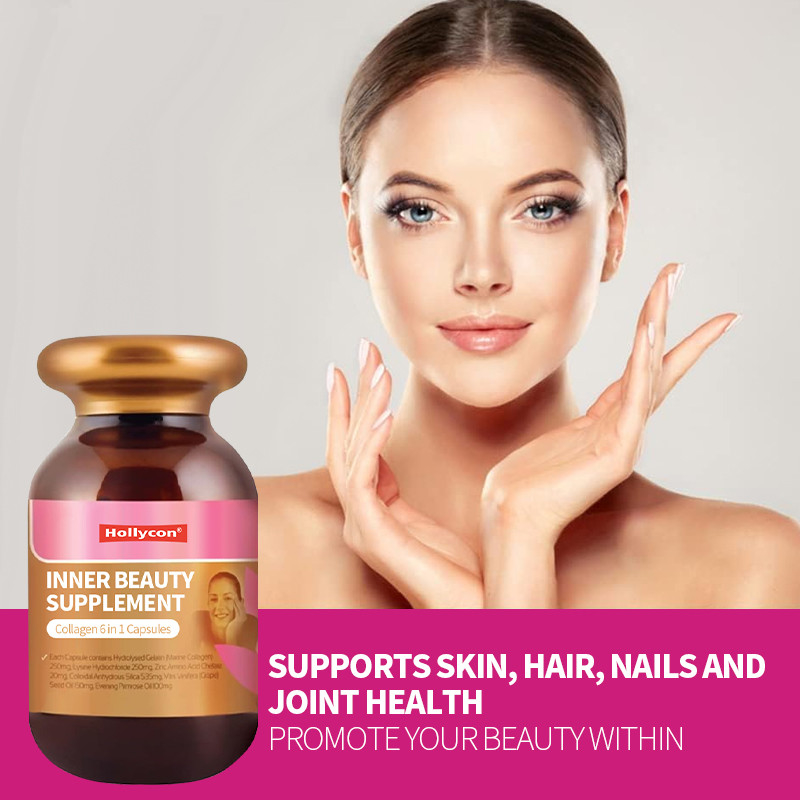 OEM Private Label Inner Beauty Supplement Kolagen 6 w 1 Kapsułki Zdrowy suplement skórny