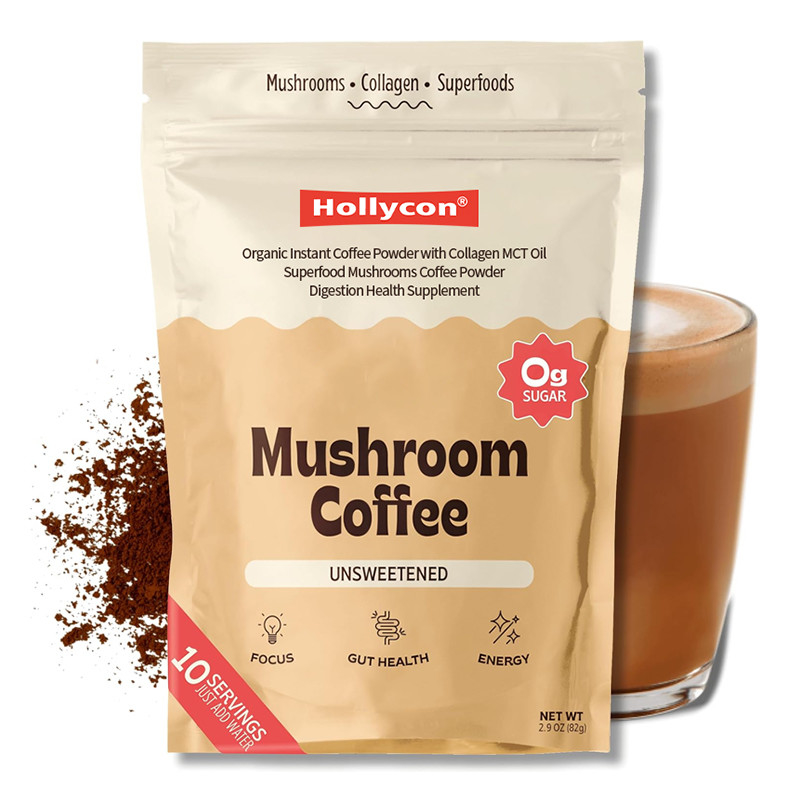 Organic Instant Mushroom Coffee With Collagen MCT Oil Digestion Health Supplement Grzyby Kawa w proszku