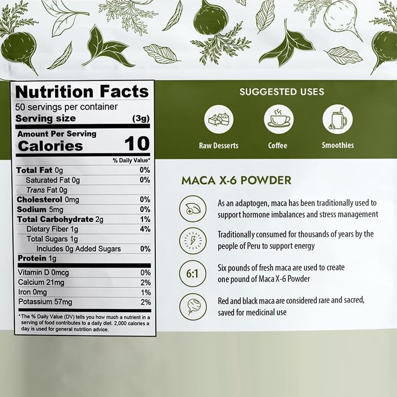 Organiczny Maca X-6 Czarny i Czerwony Proszek Naturalny Wzmacniacz Energii Dla Mężczyzn i Kobiet Proszek Korzenia Maca