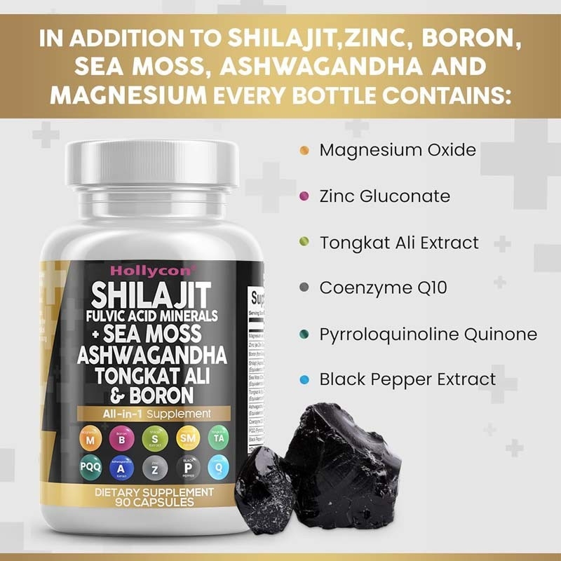 OEM Ashwagandha Tongkat Ali Bor Magnezu Dla Mężczyzn Fulwic Acid Shilajit Kapsułki