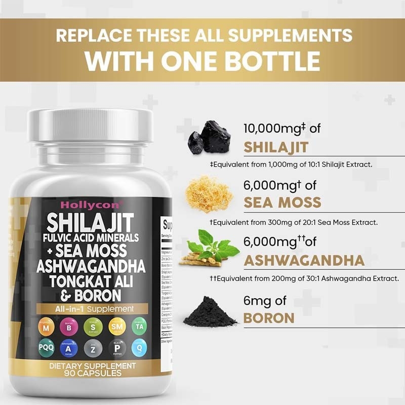 OEM Ashwagandha Tongkat Ali Bor Magnezu Dla Mężczyzn Fulwic Acid Shilajit Kapsułki