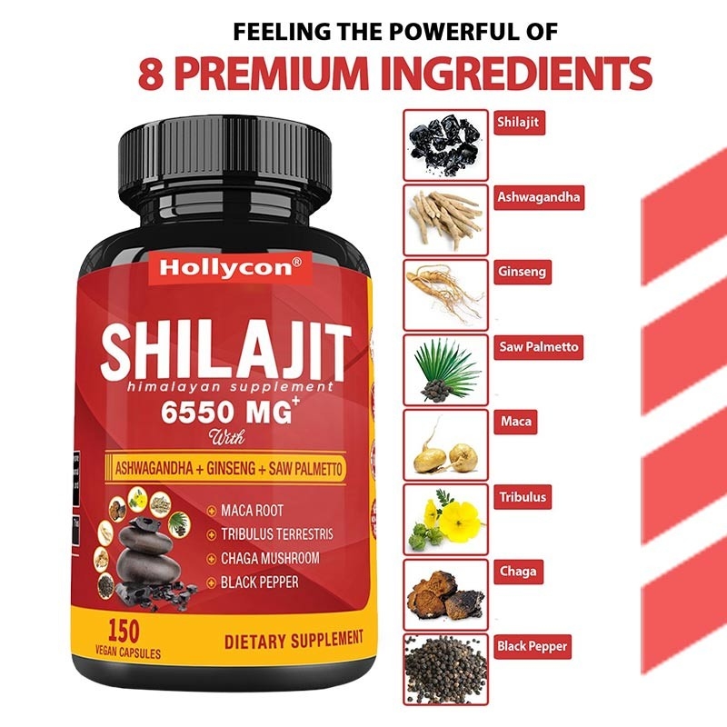 Himalaja Shilajit Supplement Energy and Immune Supports Combined Ashwagandha Ginseng Saw Palmetto Maca