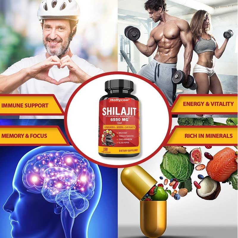 Himalaja Shilajit Supplement Energy and Immune Supports Combined Ashwagandha Ginseng Saw Palmetto Maca