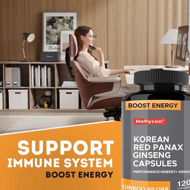 OEM Koreański czerwony Panax Ginseng Kapsułki Ginkgo Biloba Zwiększyć energię, skupić pamięć dla mężczyzn i kobiet