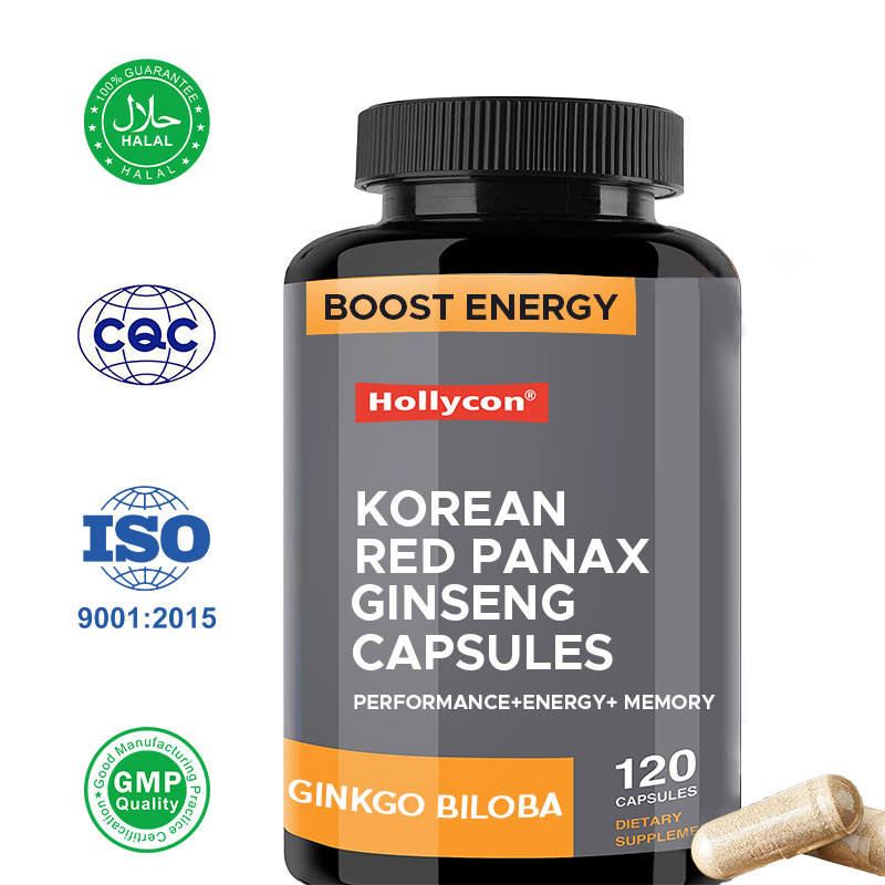 OEM Koreański czerwony Panax Ginseng Kapsułki Ginkgo Biloba Zwiększyć energię, skupić pamięć dla mężczyzn i kobiet