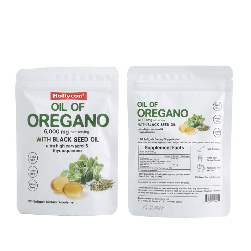 Organic Oregano Oil Softgels 6000mg Oil of Oregano Softgels dla wsparcia odpornościowego