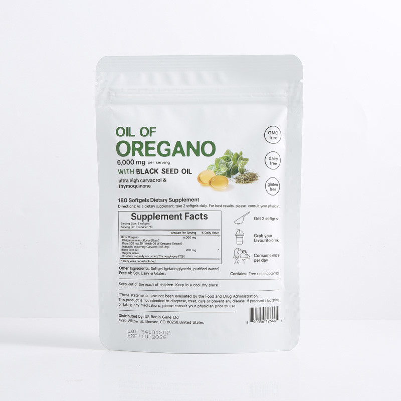 Organic Oregano Oil Softgels 6000mg Oil of Oregano Softgels dla wsparcia odpornościowego