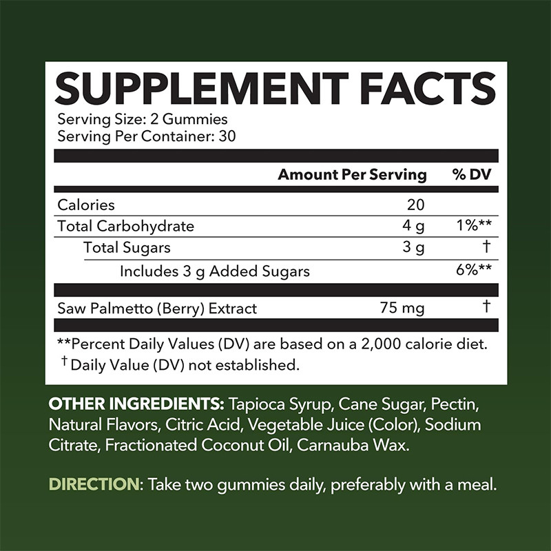 Saw Palmetto Gummies For Scalp Health 75mg Ekstrakt z Saw Palmetto dla wsparcia włosów