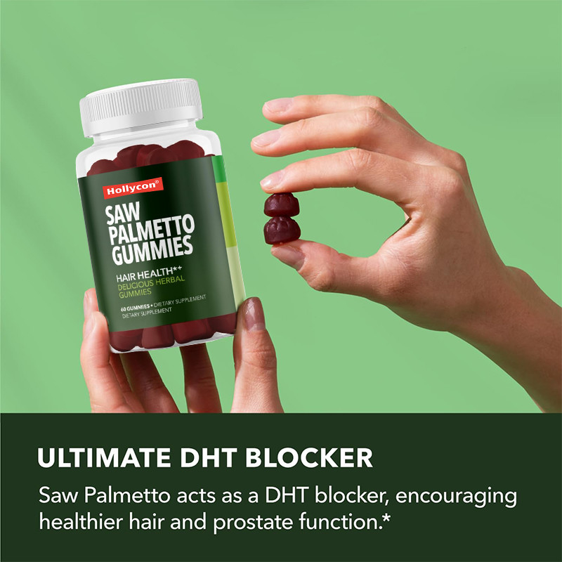 Saw Palmetto Gummies For Scalp Health 75mg Ekstrakt z Saw Palmetto dla wsparcia włosów