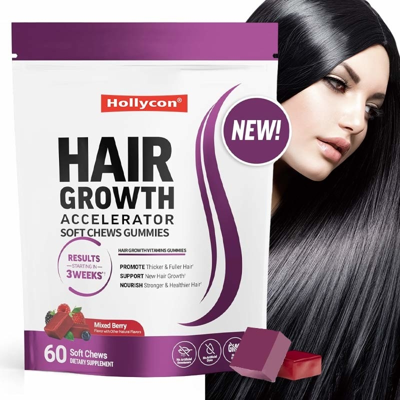 Akcelerator wzrostu włosów Miękkie żucia Gummy Gummy wzrostu włosów dla siły włosów
