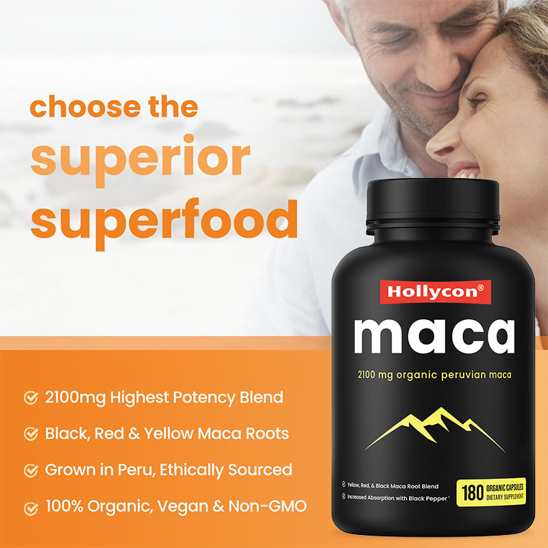 Kapsułki Maca dla mężczyzn 2100 mg Organic Maca Root Mieszanka dla wsparcia nastroju
