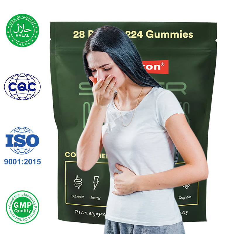 Zielona herbata gumy wielowitaminowe suplementy spiruliny proszek poprawia zdrowie jelit wspiera odporność