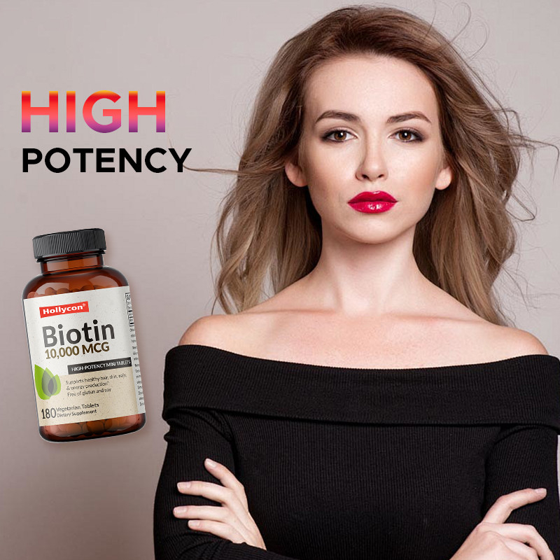 Kapsułki biotynowe OEM dla wzrostu włosów 10.000 mcg Biotyny dla zdrowej skóry i paznokci