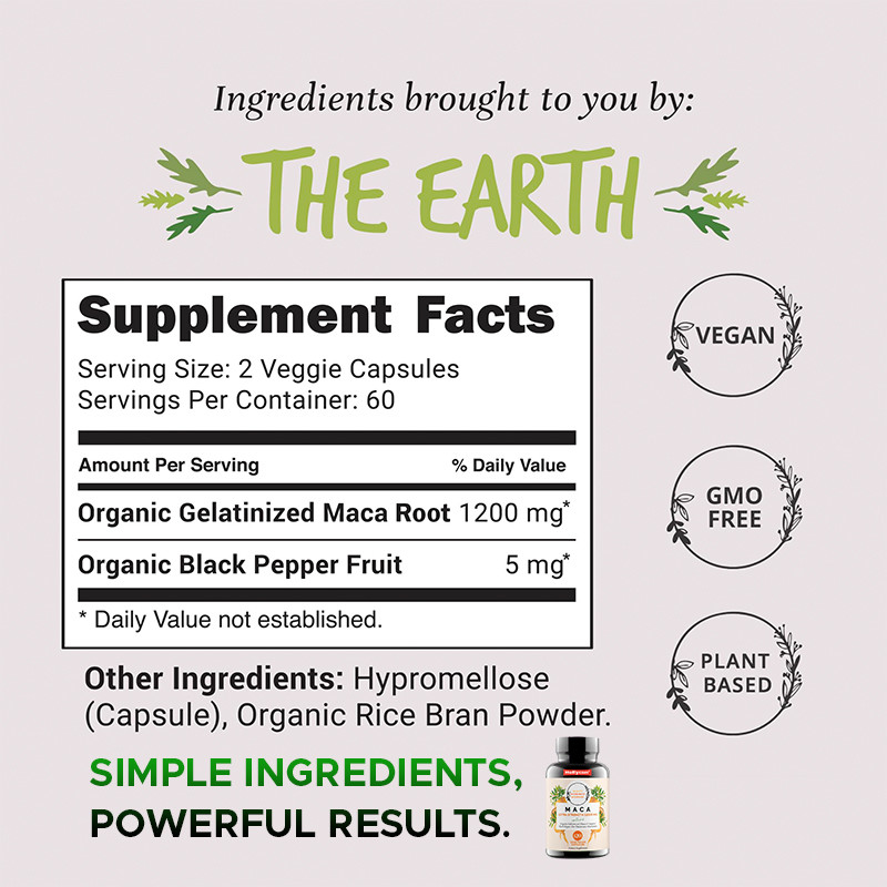 OEM Kapsułki Maca Root Powder For Hormonal Balance 1500 mg Kapsułki Maca Root