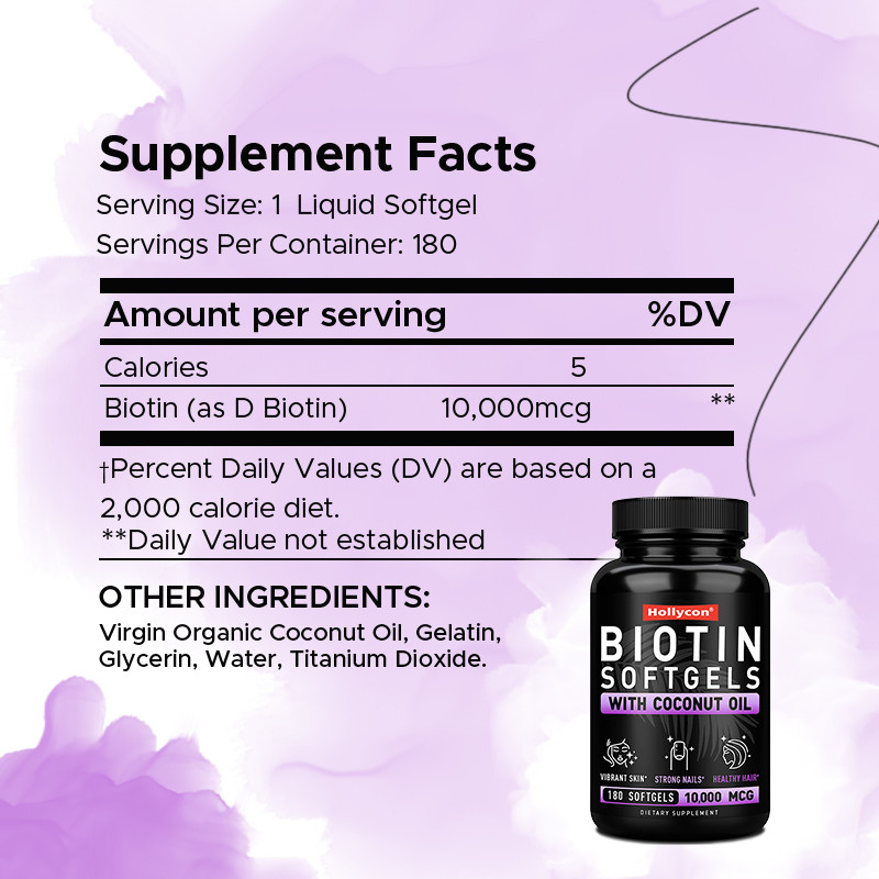 OEM Biotyny Softgels dla mocnych paznokci Biotyny z olejem kokosowym dla włosów Biotyny Softgels