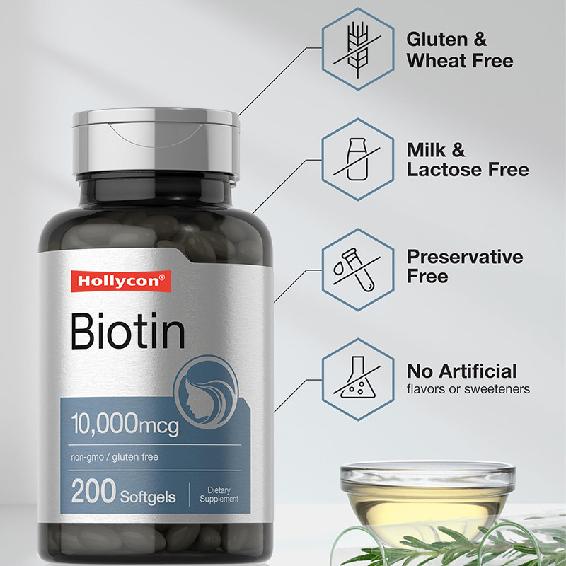 Suplementy biotynowe dla zdrowia włosów 10.000 mcg Biotynowe żele miękkie dla zdrowia włosów i paznokci