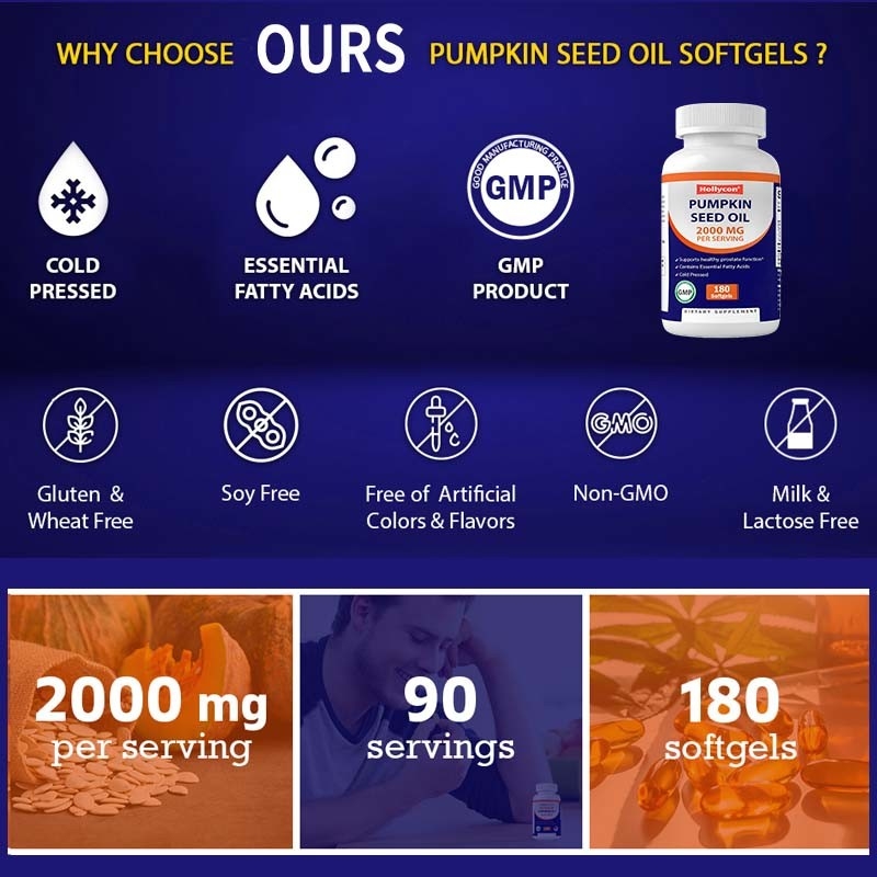OEM Olej z nasion dyni Softgels dla poprawy zdrowia skóry głowy 2000 mg oleju z nasion dyni