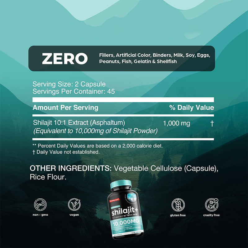 OEM Pure Himalayan Shilajit 10000mg Organic Shilajit Kapsułki dla wsparcia odpornościowego
