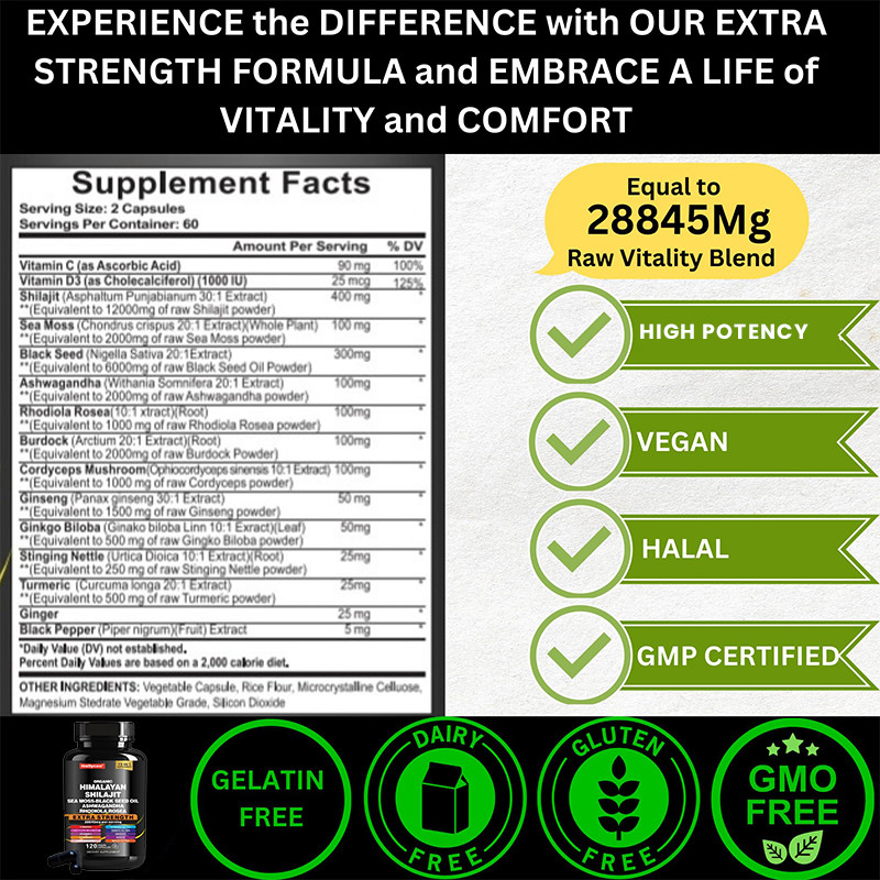 OEM Organic Pure Himalayan Shilajit Capsules For Immune Support Kapsułki Shilajit