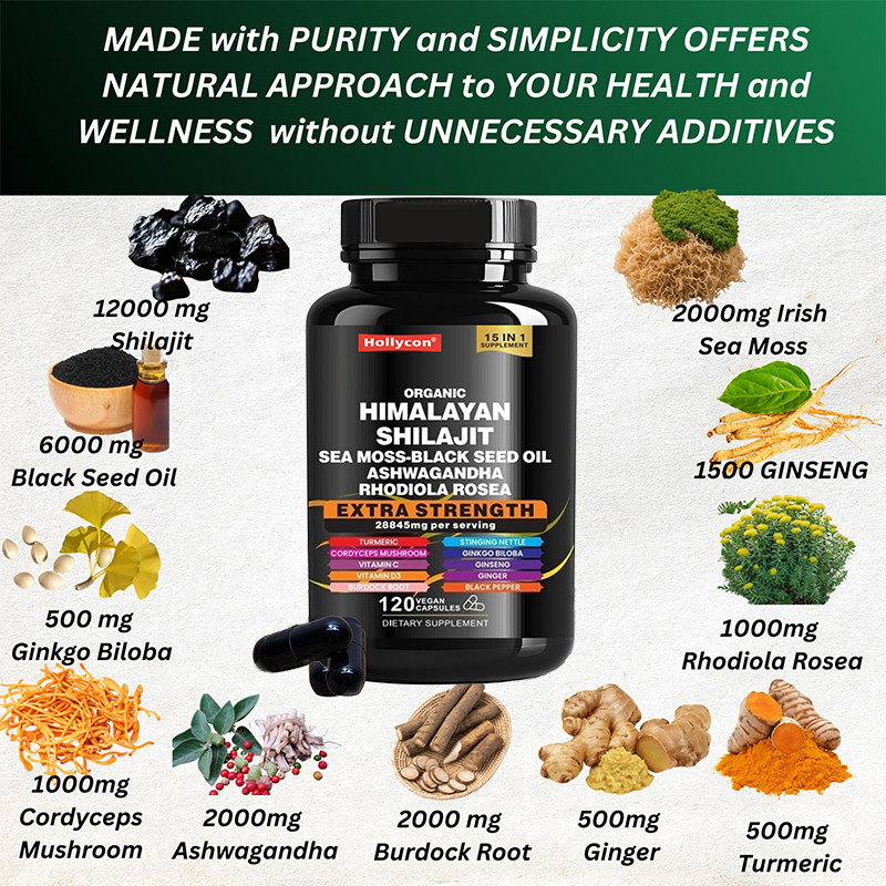 OEM Organic Pure Himalayan Shilajit Capsules For Immune Support Kapsułki Shilajit