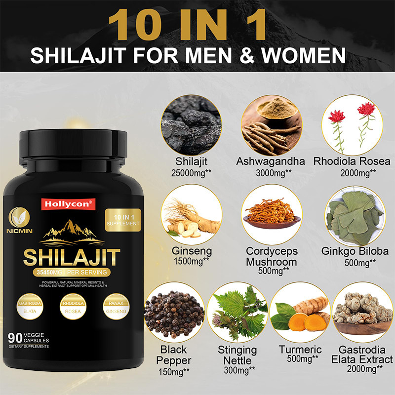 Czysty Himalajski Organic Shilajit Supplement For Immune Support 25000mg Shilajit Kapsułki