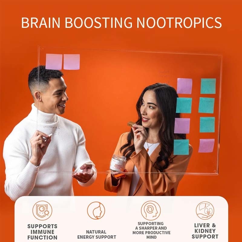 Fabryka Roślina Cordyceps Nootropic Grzyby Wsparcie energii Skupienie na zdrowiu mózgu Immunitet Ganoderma Lucidum Grzyby Miękkie żucia