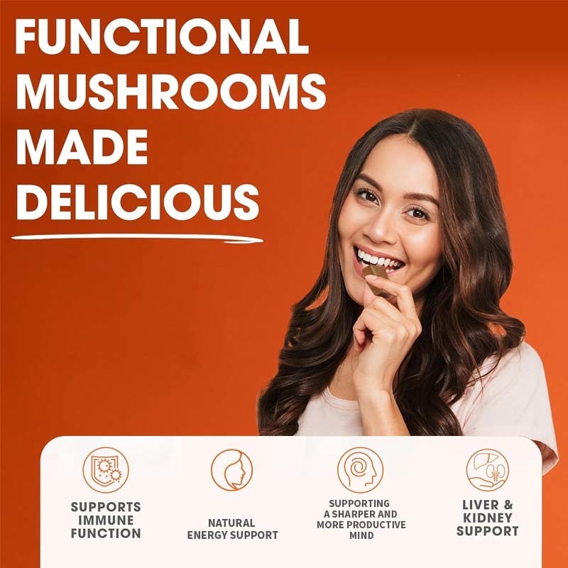 Fabryka Roślina Cordyceps Nootropic Grzyby Wsparcie energii Skupienie na zdrowiu mózgu Immunitet Ganoderma Lucidum Grzyby Miękkie żucia