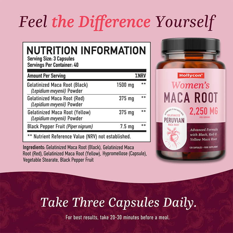 Suplementy z Maca dla kobiet - tabletki z czarną Maca wspierające energię, równowagę hormonalną i menopauzę