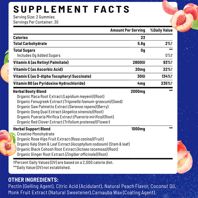 Booty Gummies OEM ODM Factory Multivitamin Supplement for Women Gluteal Muscle Enhancement Natural Herbal Blend 