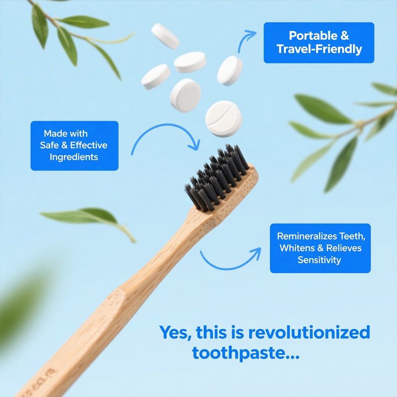 Fabrycznie wykonane tabletki pasty do zębów, nano hydroksyapatyt z probiotykami, fluork i plastikowe, przyjazne dla ekologiczne i podróżne, Remineralizowanie zakładek pasty do zębów, niestandardowe formuły