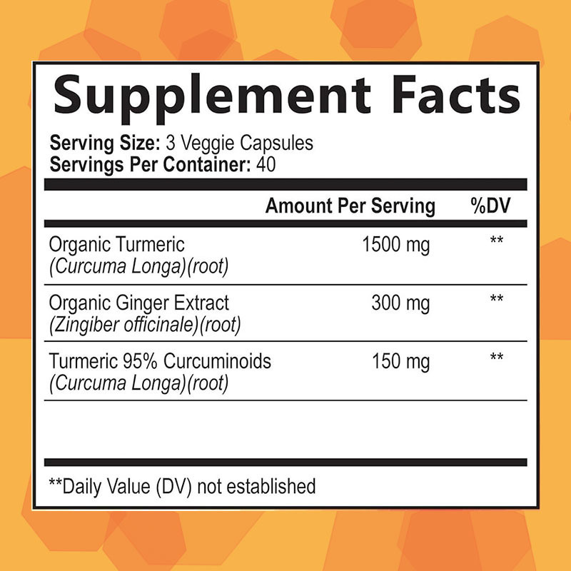 OEM Kurkuma suplement kurkuminy z organicznej kurkumy i imbiru czarny pieprz dla najlepszego wchłaniania wspólnego wsparcia kurkuminy kapsułki