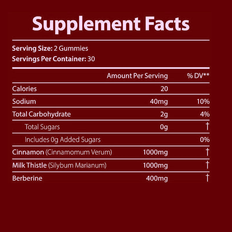 Cena fabryczna OEM Berberyna Suplement Gummies (bez cukru), Gummies z kompleksem berberyny z cynamonem cejlońskim, ostropestem plamistym, kurkumą dla metabolizmu, energii, zdrowia jelit, kontroli masy ciała podczas postu