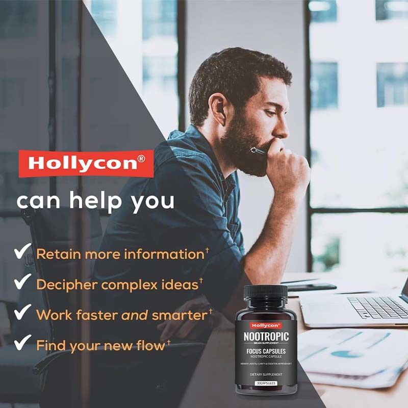 OEM Focus Capsules z L-teaniną Witamina B6 Pamięć Jasność umysłowa i poprawę funkcjonowania mózgu