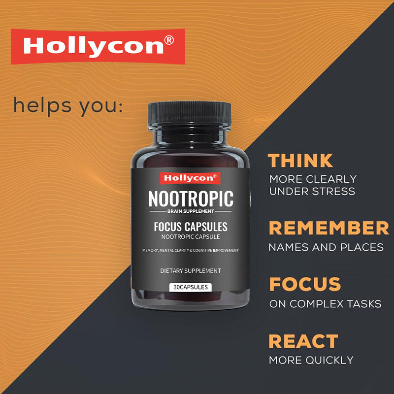 OEM Focus Capsules z L-teaniną Witamina B6 Pamięć Jasność umysłowa i poprawę funkcjonowania mózgu